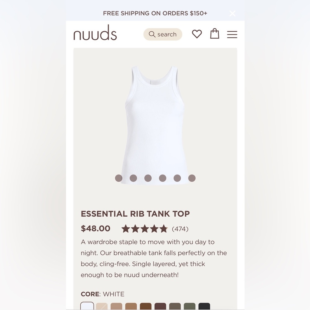 NUUDS oat ant white tank tops